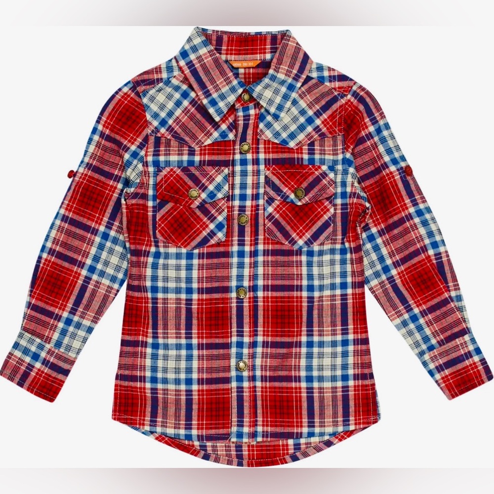 Hema Girls 8 red plaid western shirt unisex casual brand